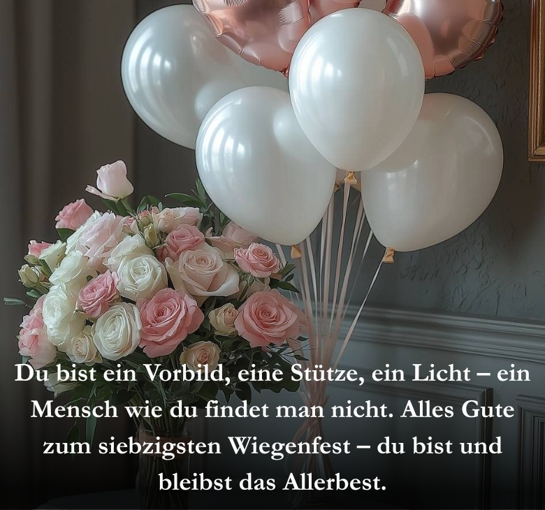 Du bist ein Vorbild, eine Stütze, ein Licht – ein Mensch wie du findet man nicht. Alles Gute zum siebzigsten Wiegenfest – du bist und bleibst das Allerbest.