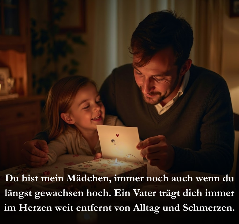 Du bist mein Mädchen, immer noch auch wenn du längst gewachsen hoch. Ein Vater trägt dich immer im Herzen weit entfernt von Alltag und Schmerzen.