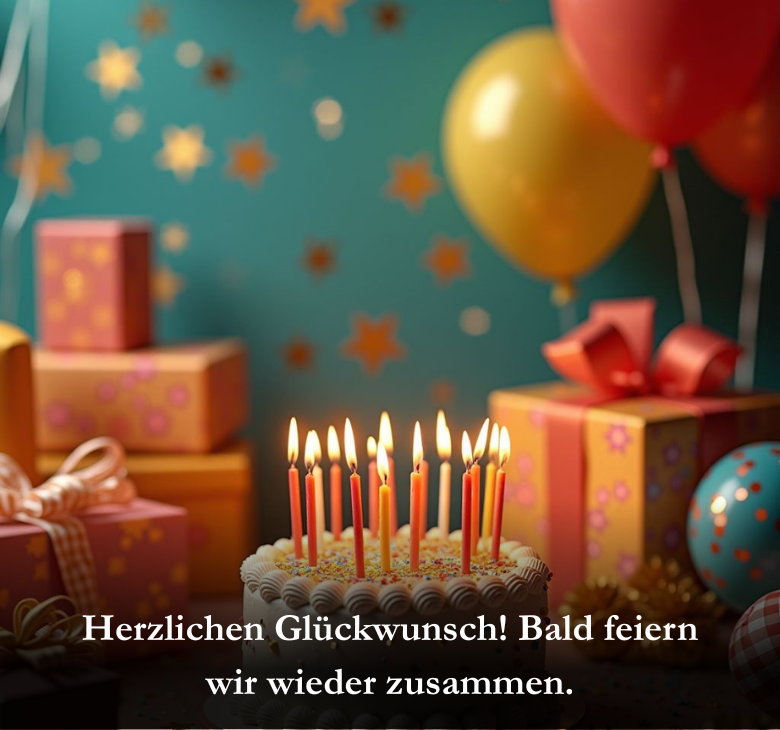 Herzlichen Glückwunsch! Bald feiern wir wieder zusammen