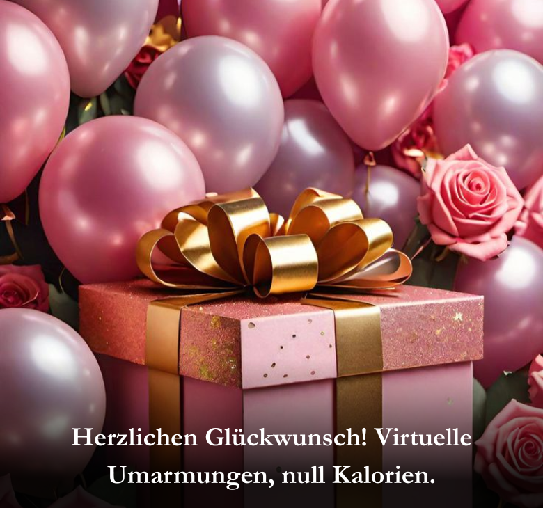 Herzlichen Glückwunsch! Virtuelle Umarmungen, null Kalorien