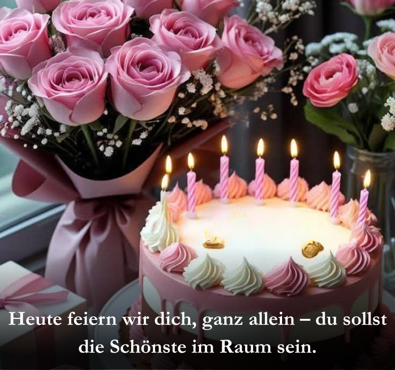 Heute feiern wir dich, ganz allein – du sollst die Schönste im Raum sein.