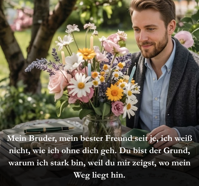 Mein Bruder, mein bester Freund seit je, ich weiß nicht, wie ich ohne dich geh. Du bist der Grund, warum ich stark bin, weil du mir zeigst, wo mein Weg liegt hin.
