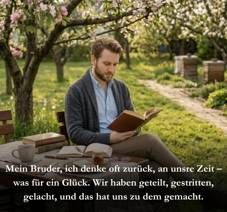 Mein Bruder, ich denke oft zurück, an unsre Zeit – was für ein Glück. Wir haben geteilt, gestritten, gelacht, und das hat uns zu dem gemacht.
