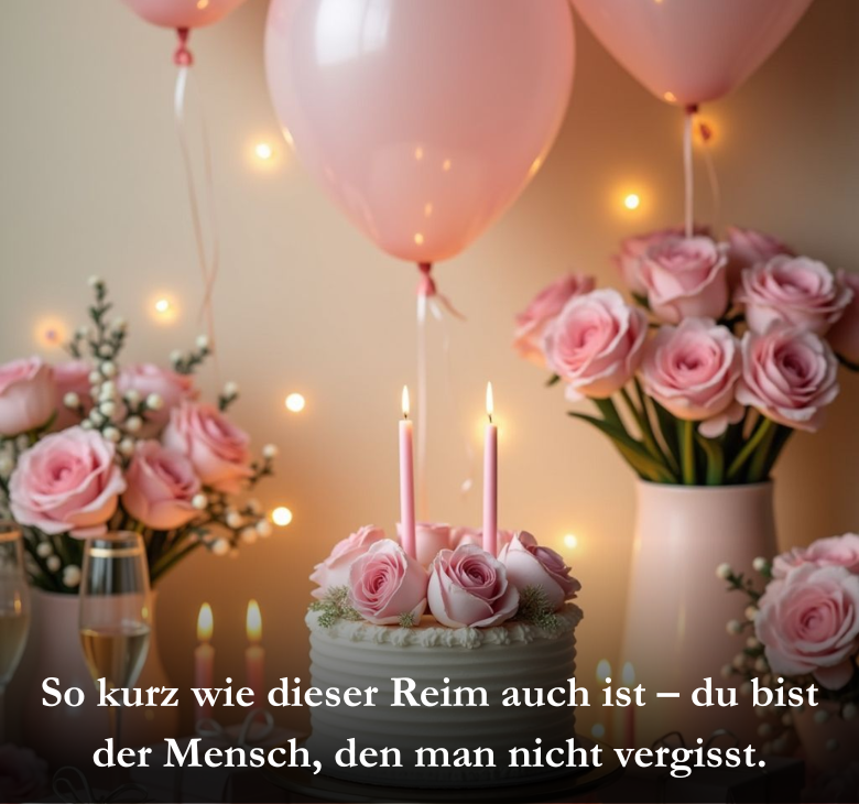 So kurz wie dieser Reim auch ist – du bist der Mensch, den man nicht vergisst.