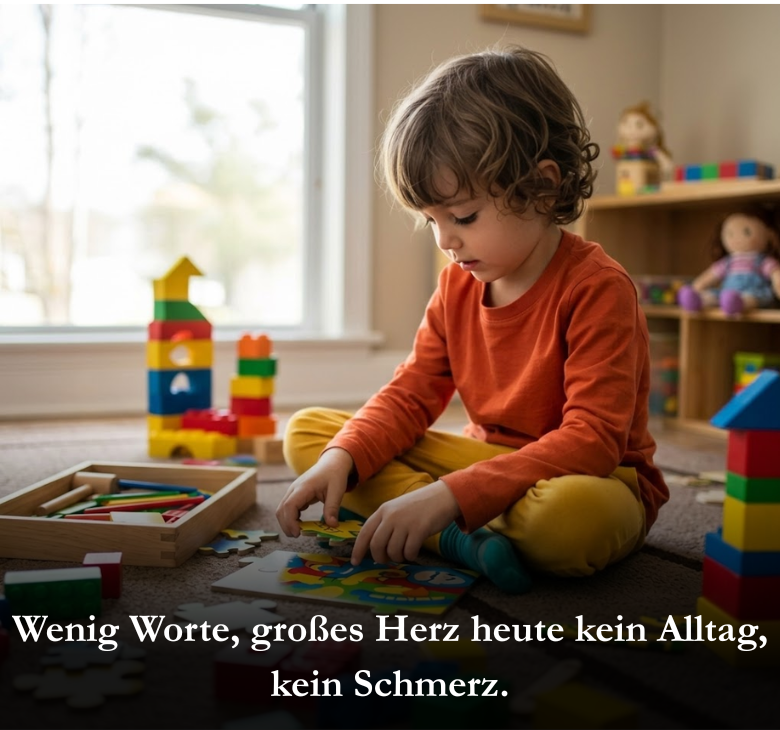 Wenig Worte, großes Herz heute kein Alltag, kein Schmerz.