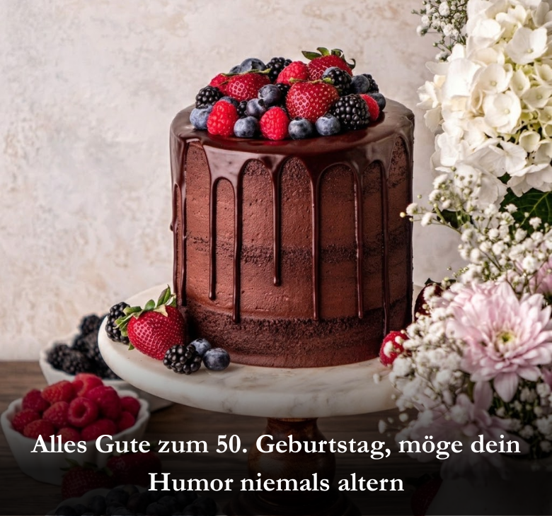Alles Gute zum 50. Geburtstag, möge dein Humor niemals altern