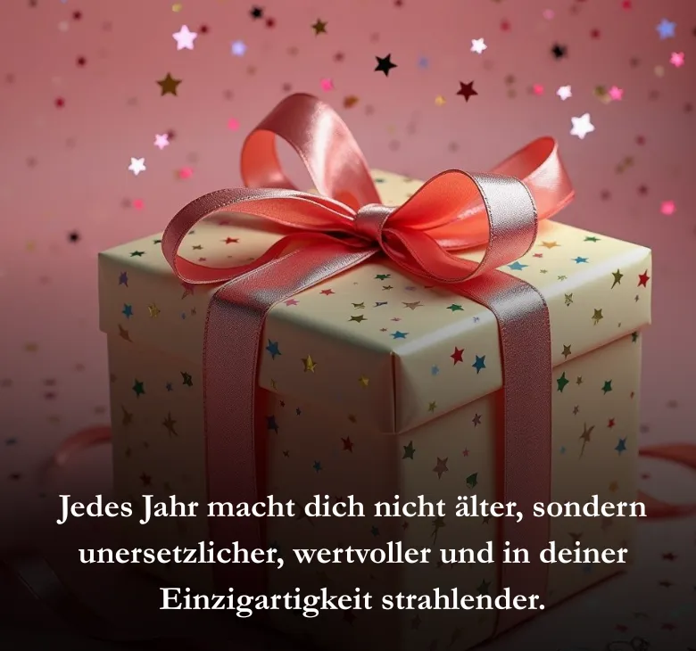 Jedes Jahr macht dich nicht älter, sondern unersetzlicher, wertvoller und in deiner Einzigartigkeit strahlender.