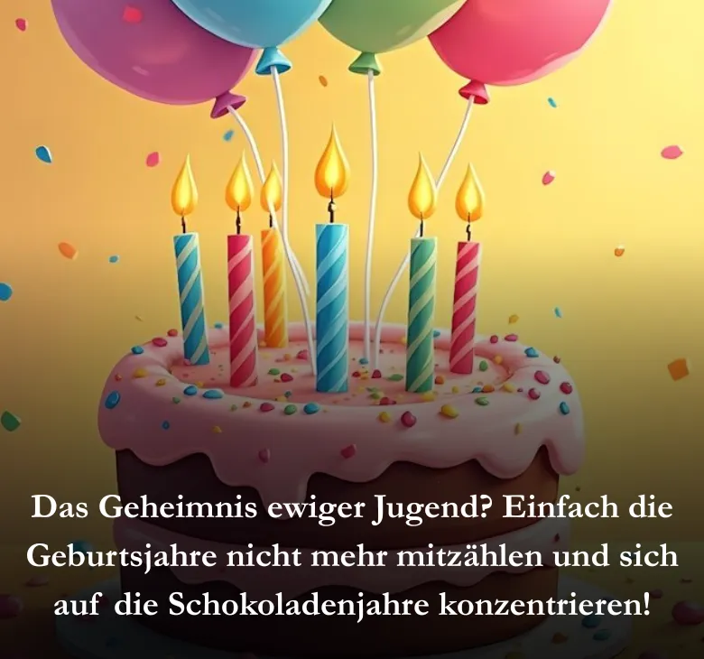 Das Geheimnis ewiger Jugend? Einfach die Geburtsjahre nicht mehr mitzählen und sich auf die Schokoladenjahre konzentrieren!