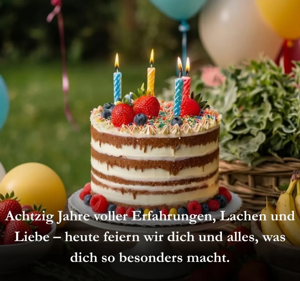 Achtzig Jahre voller Erfahrungen, Lachen und Liebe – heute feiern wir dich und alles, was dich so besonders macht.