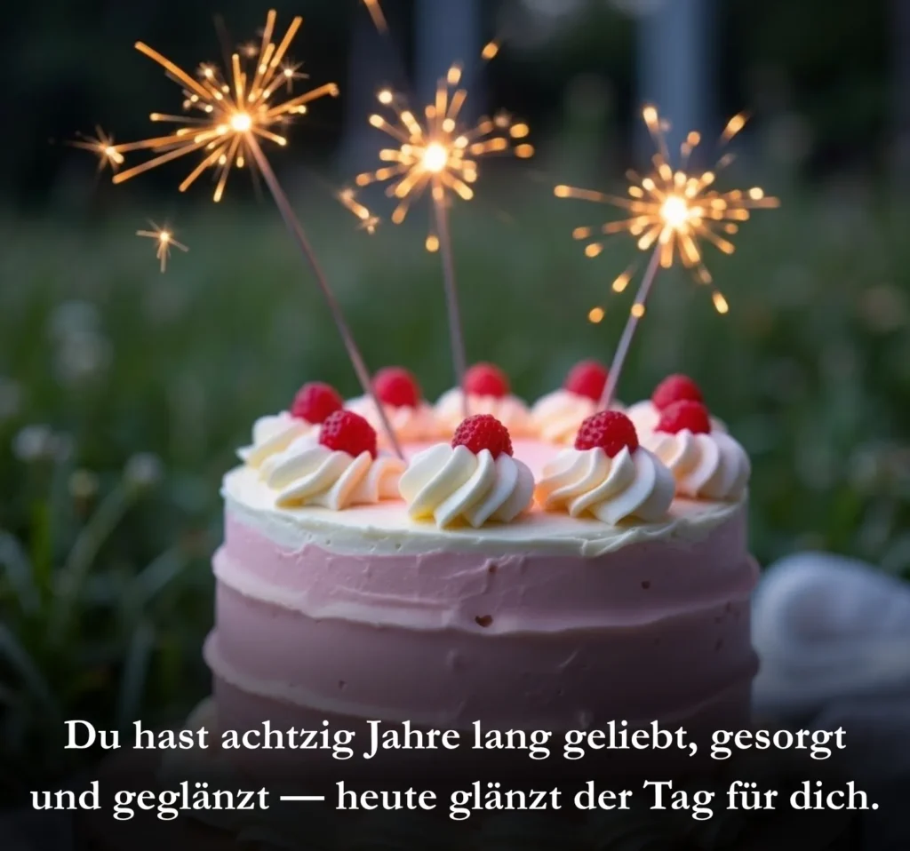 Du hast achtzig Jahre lang geliebt, gesorgt und geglänzt — heute glänzt der Tag für dich.