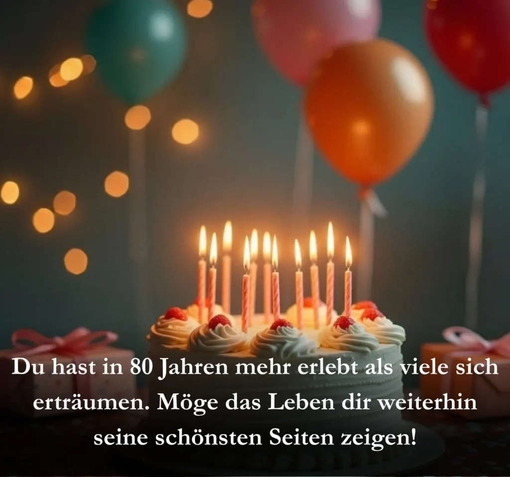 Du hast in 80 Jahren mehr erlebt als viele sich erträumen. Möge das Leben dir weiterhin seine schönsten Seiten zeigen!