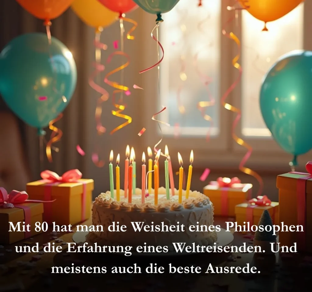 Mit 80 hat man die Weisheit eines Philosophen und die Erfahrung eines Weltreisenden. Und meistens auch die beste Ausrede.
