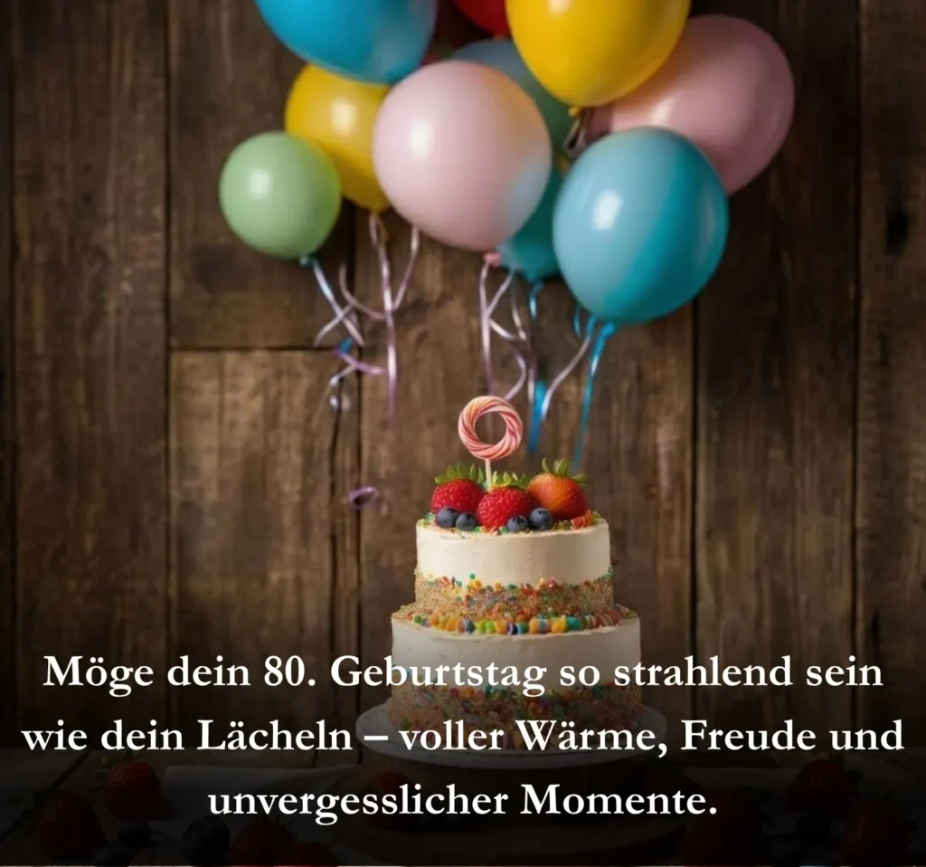 Möge dein 80. Geburtstag so strahlend sein wie dein Lächeln – voller Wärme, Freude und unvergesslicher Momente.