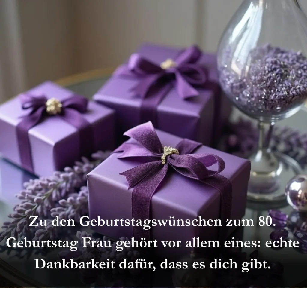 Zu den Geburtstagswünschen zum 80. Geburtstag Frau gehört vor allem eines: echte Dankbarkeit dafür, dass es dich gibt.