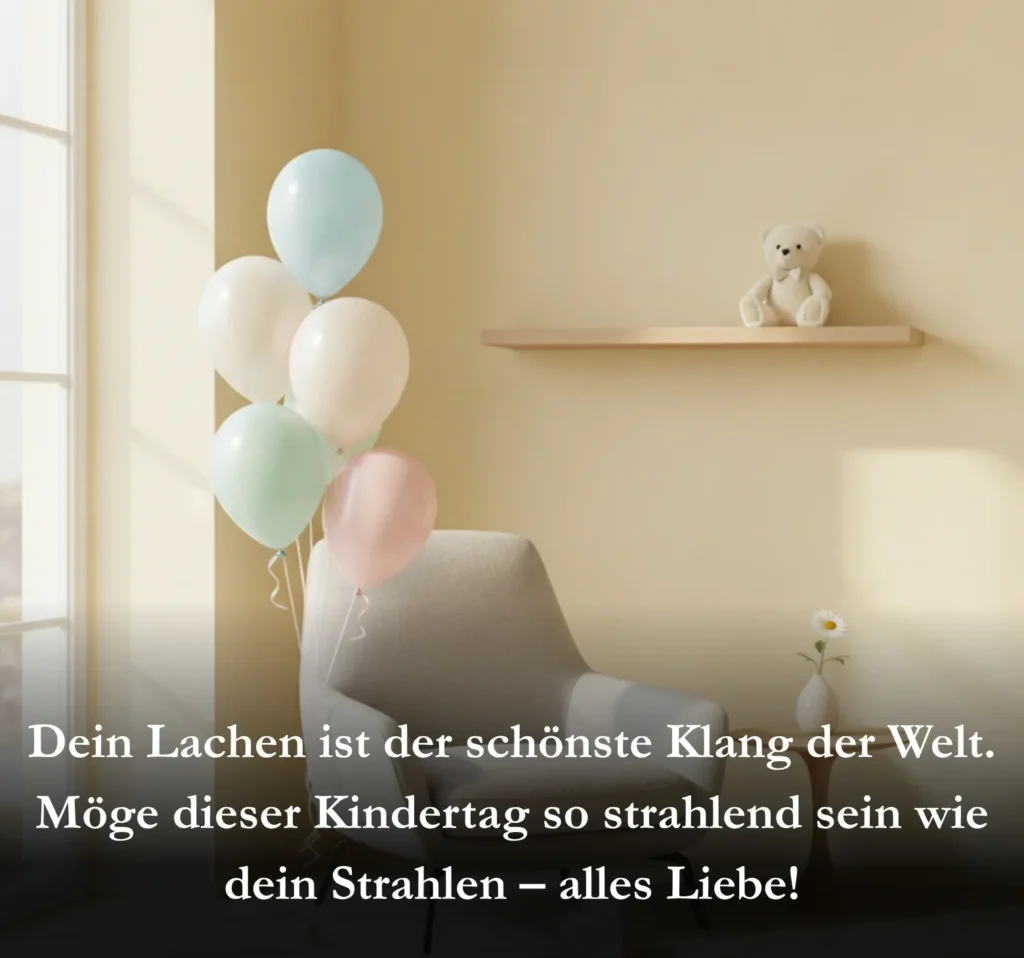 Dein Lachen ist der schönste Klang der Welt. Möge dieser Kindertag so strahlend sein wie dein Strahlen – alles Liebe!