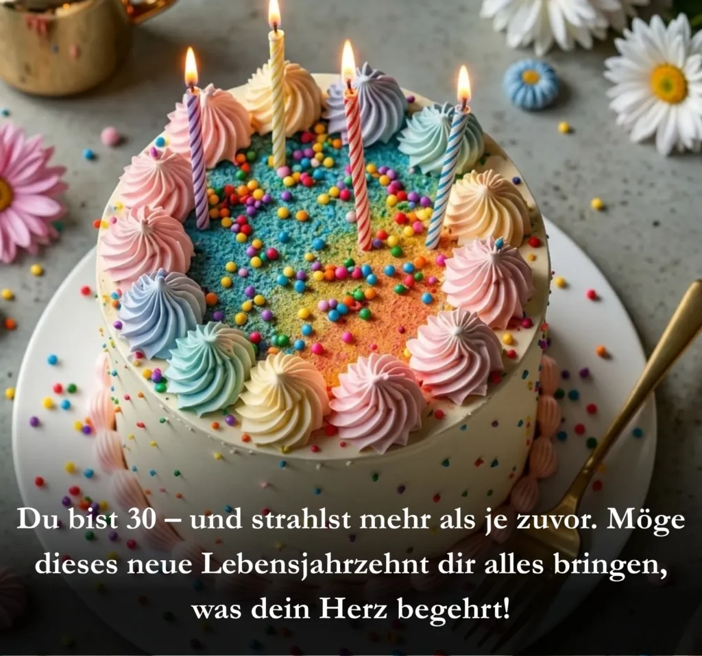 Du bist 30 – und strahlst mehr als je zuvor. Möge dieses neue Lebensjahrzehnt dir alles bringen, was dein Herz begehrt!