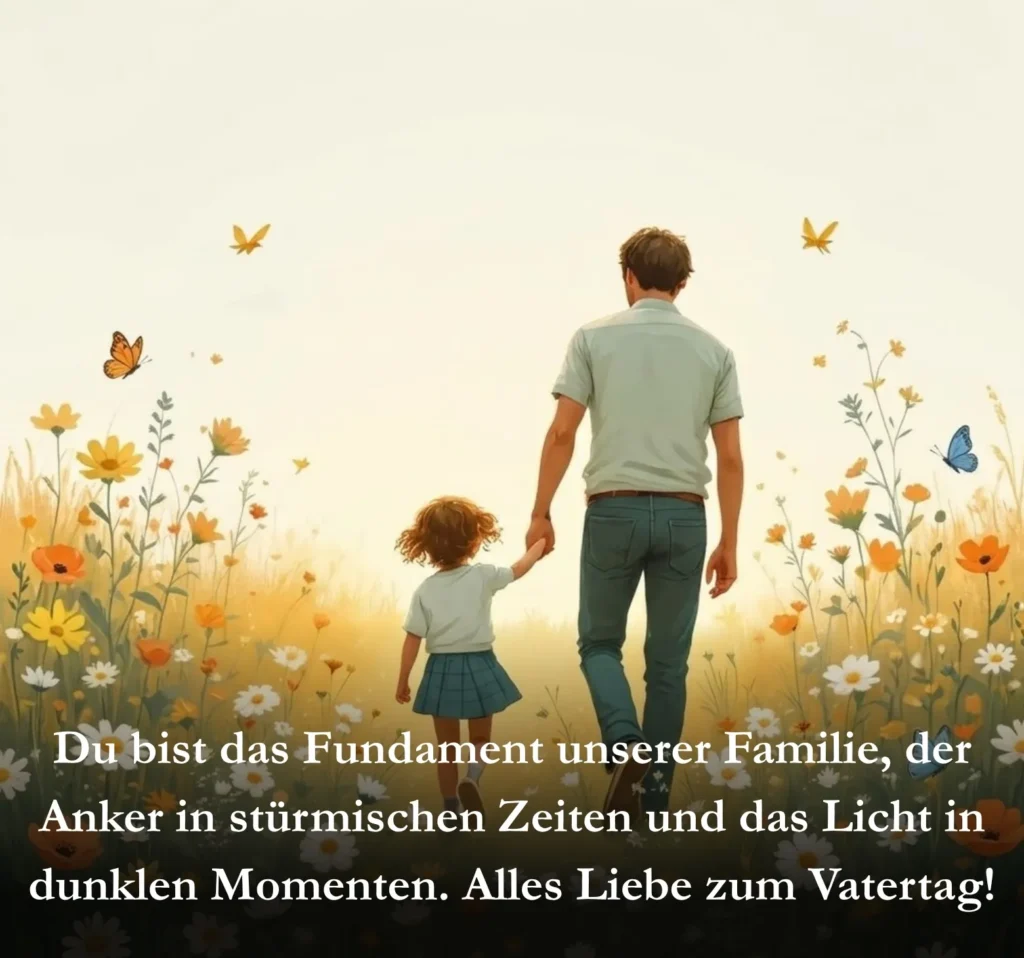 Du bist das Fundament unserer Familie, der Anker in stürmischen Zeiten und das Licht in dunklen Momenten. Alles Liebe zum Vatertag!