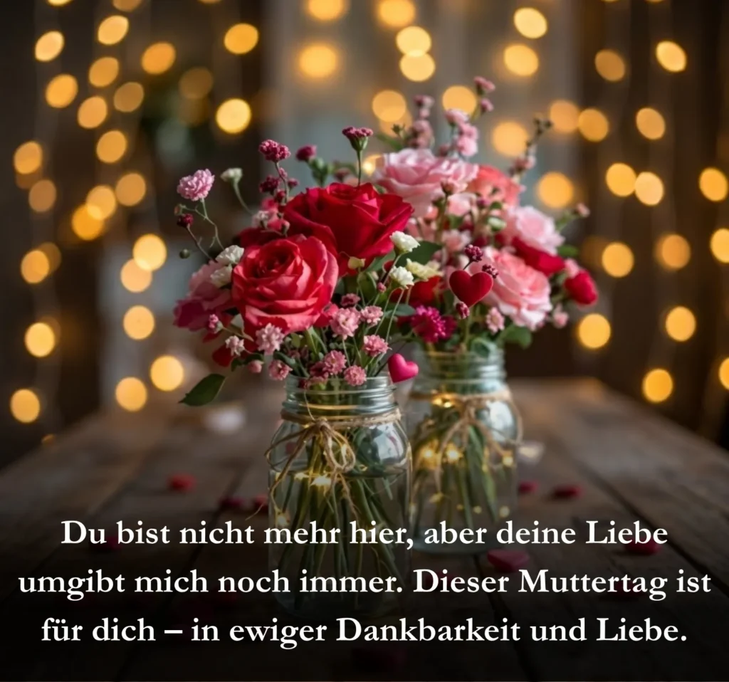 Du bist nicht mehr hier, aber deine Liebe umgibt mich noch immer. Dieser Muttertag ist für dich – in ewiger Dankbarkeit und Liebe.