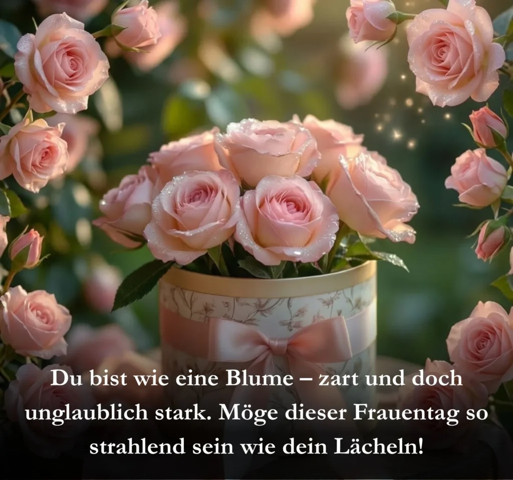 Du bist wie eine Blume – zart und doch unglaublich stark. Möge dieser Frauentag so strahlend sein wie dein Lächeln!