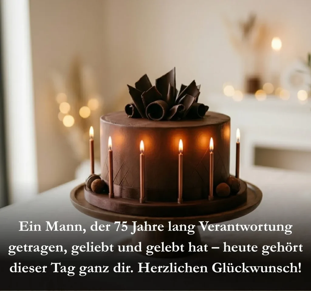Ein Mann, der 75 Jahre lang Verantwortung getragen, geliebt und gelebt hat – heute gehört dieser Tag ganz dir. Herzlichen Glückwunsch!