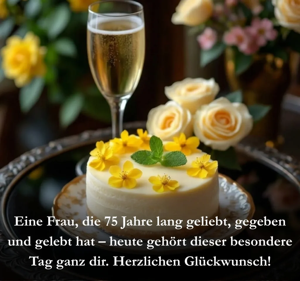 Eine Frau, die 75 Jahre lang geliebt, gegeben und gelebt hat – heute gehört dieser besondere Tag ganz dir. Herzlichen Glückwunsch!