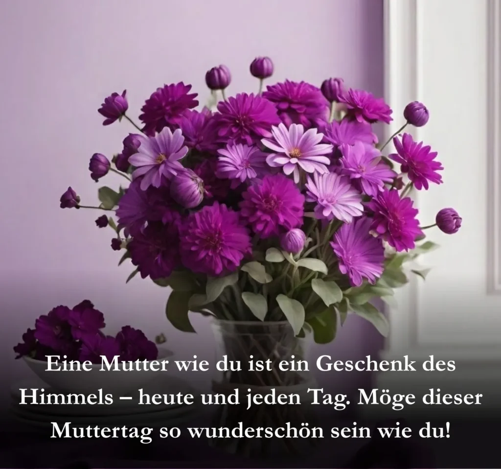 Eine Mutter wie du ist ein Geschenk des Himmels – heute und jeden Tag. Möge dieser Muttertag so wunderschön sein wie du!