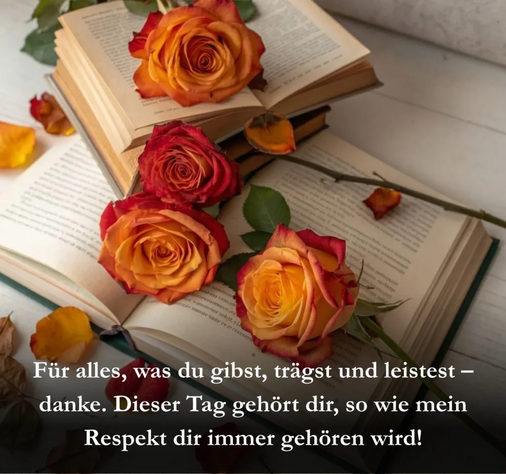 Für alles, was du gibst, trägst und leistest – danke. Dieser Tag gehört dir, so wie mein Respekt dir immer gehören wird!