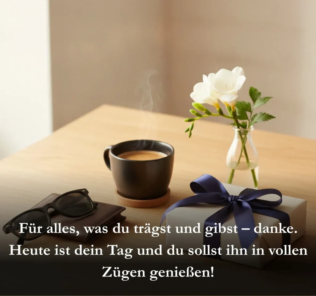 Für alles, was du trägst und gibst – danke. Heute ist dein Tag und du sollst ihn in vollen Zügen genießen!