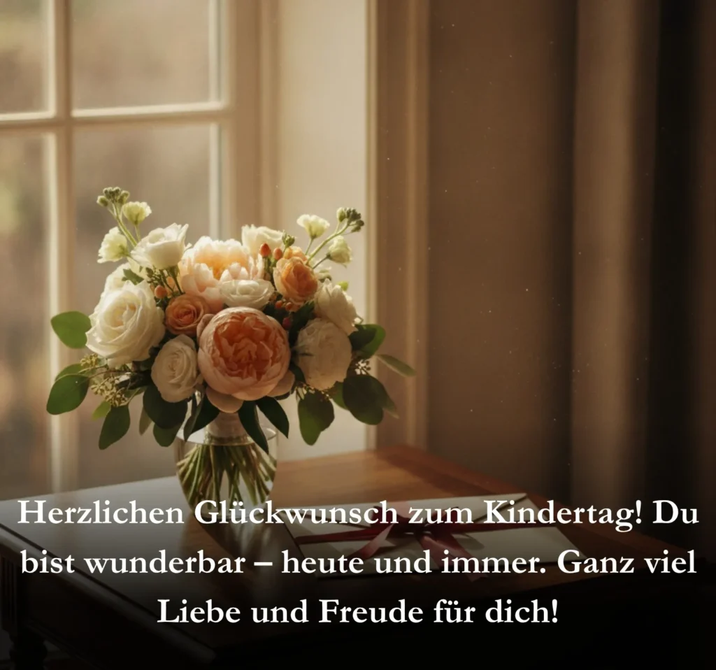 Herzlichen Glückwunsch zum Kindertag! Du bist wunderbar – heute und immer. Ganz viel Liebe und Freude für dich!