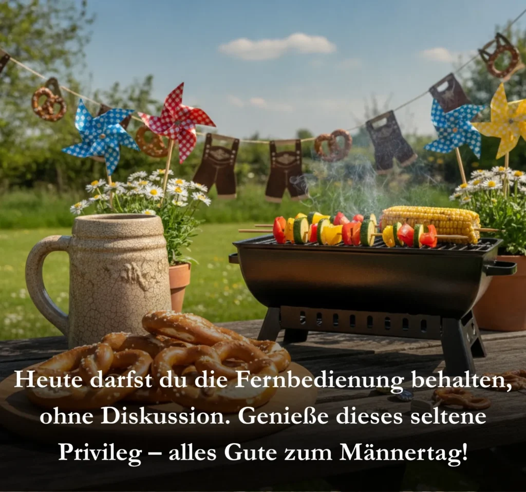 Heute darfst du die Fernbedienung behalten, ohne Diskussion. Genieße dieses seltene Privileg – alles Gute zum Männertag!