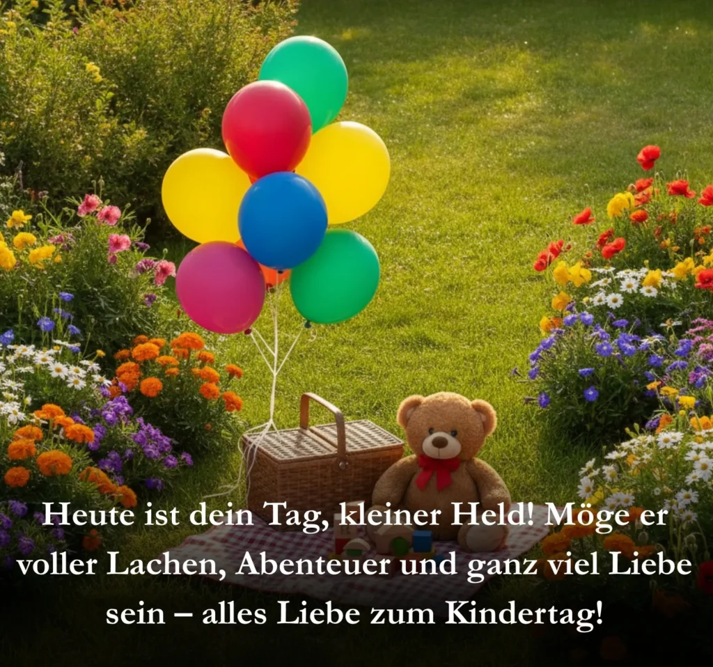 Heute ist dein Tag, kleiner Held! Möge er voller Lachen, Abenteuer und ganz viel Liebe sein – alles Liebe zum Kindertag!