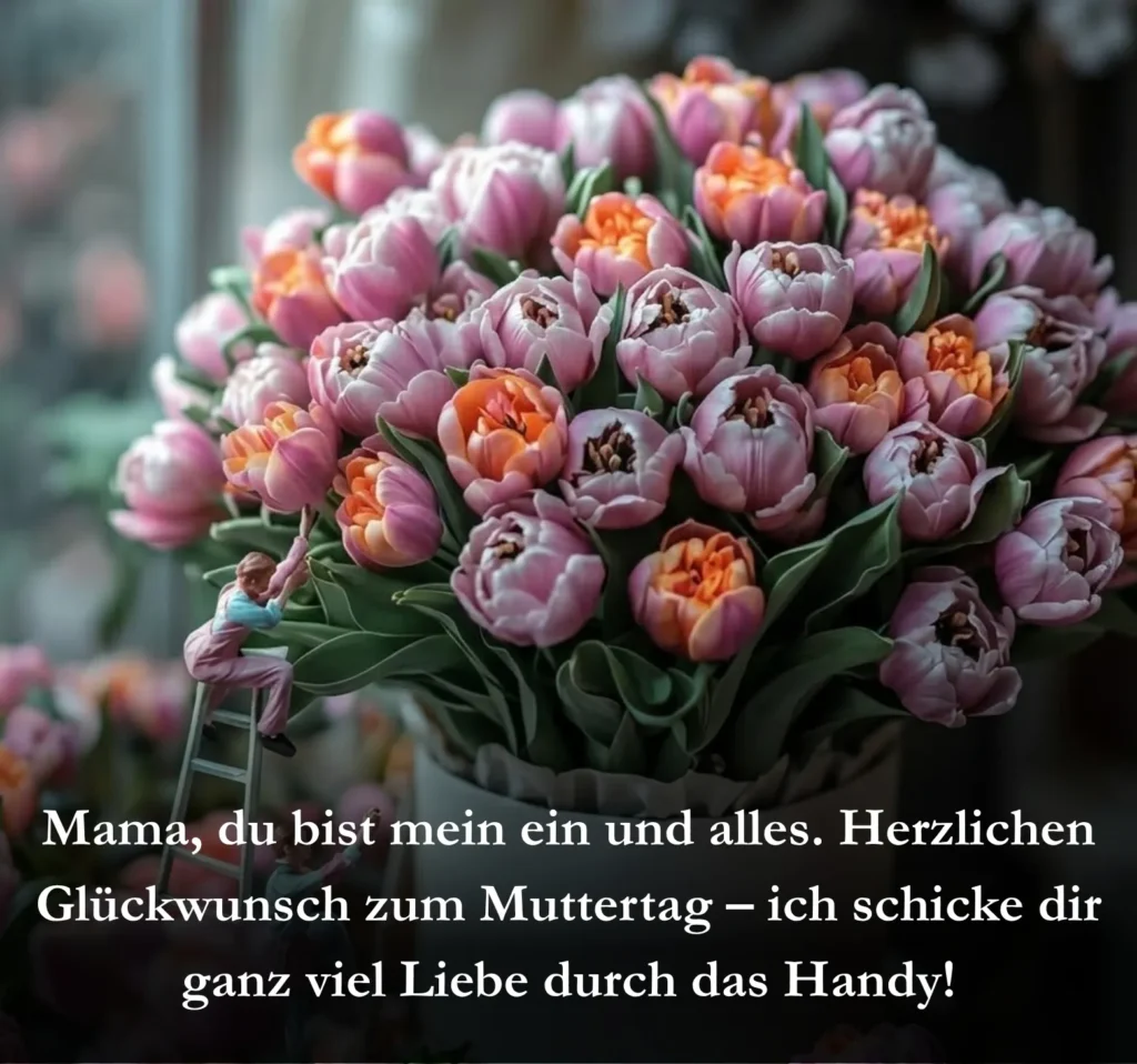 Mama, du bist mein ein und alles. Herzlichen Glückwunsch zum Muttertag – ich schicke dir ganz viel Liebe durch das Handy!