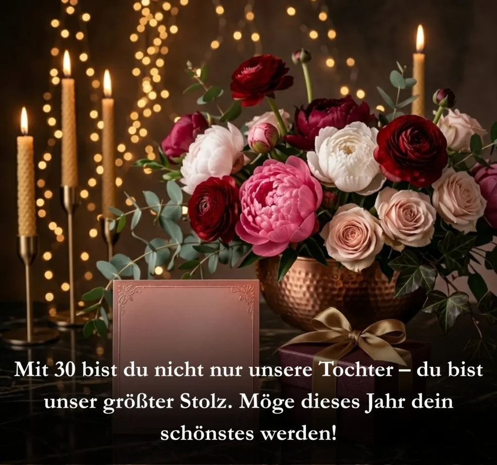 Mit 30 bist du nicht nur unsere Tochter – du bist unser größter Stolz. Möge dieses Jahr dein schönstes werden!