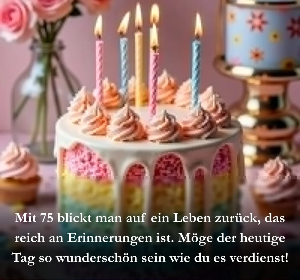 Mit 75 blickt man auf ein Leben zurück, das reich an Erinnerungen ist. Möge der heutige Tag so wunderschön sein wie du es verdienst!