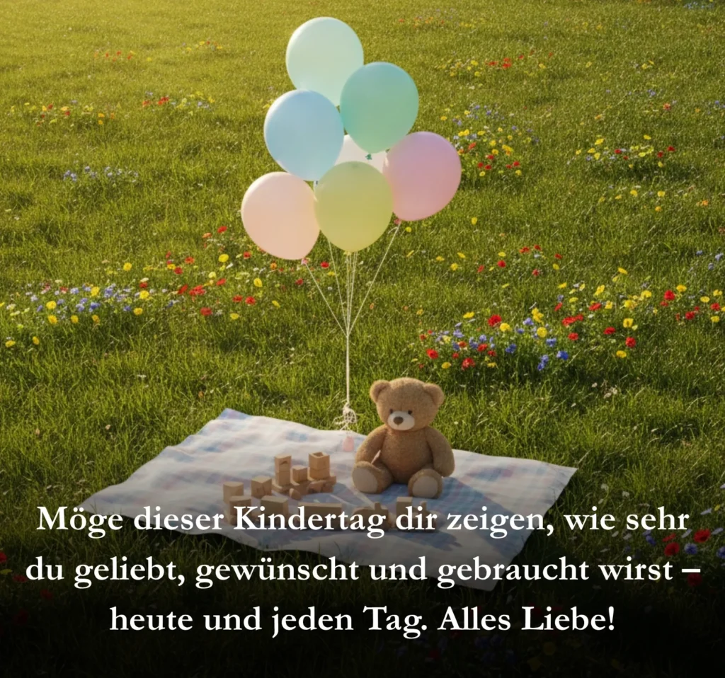Möge dieser Kindertag dir zeigen, wie sehr du geliebt, gewünscht und gebraucht wirst – heute und jeden Tag. Alles Liebe!