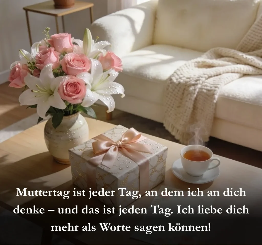Muttertag ist jeder Tag, an dem ich an dich denke – und das ist jeden Tag. Ich liebe dich mehr als Worte sagen können!