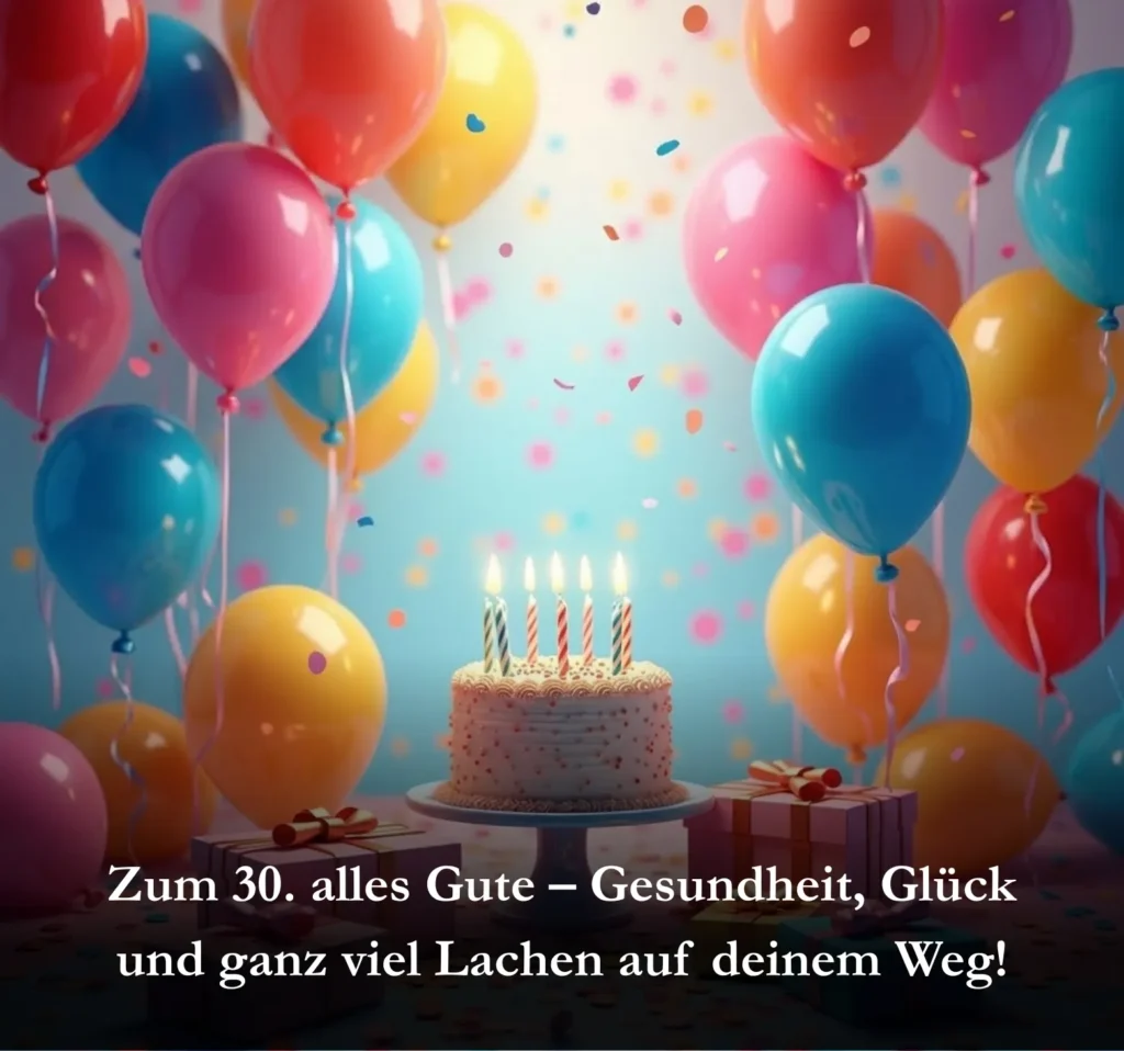Zum 30. alles Gute – Gesundheit, Glück und ganz viel Lachen auf deinem Weg!
